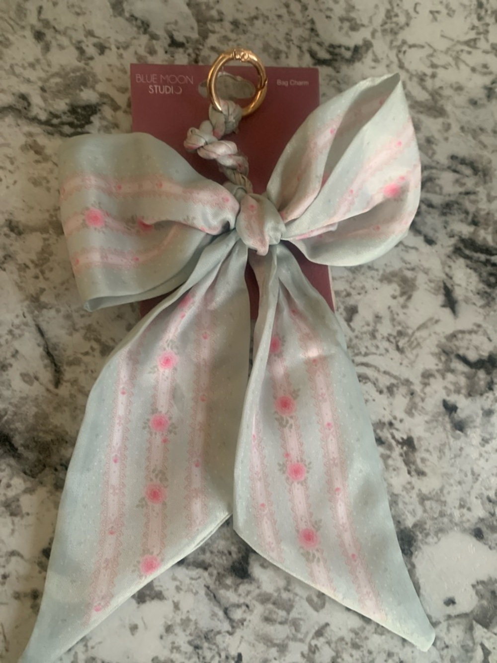 🆕- Blue Moon Studio Pastel Bow Bag Charm with Gold Ring